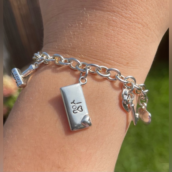 Vintage Cellini Sterling Silver Love Charm Bracelet - Picture 5 of 14